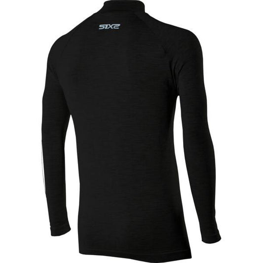 SIXS TS3 Merino Langarm Shirt hoher Kragen | Wool Black