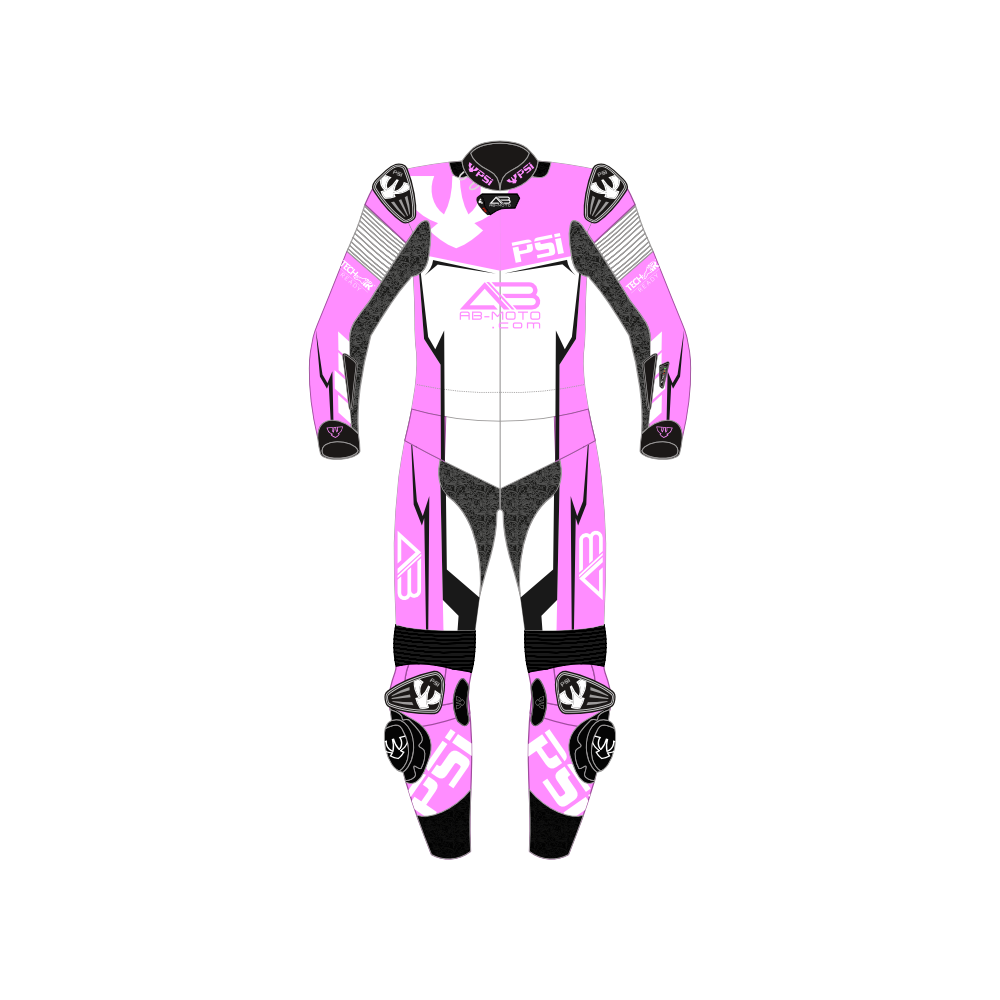 PSI BETA Zweiteiler Lederkombi - customized - pink-weiß-schwarz
