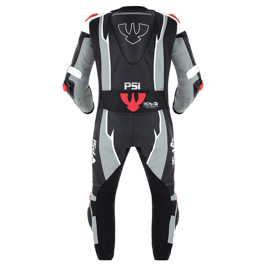 PSI BETA Einteiler Lederkombi Herren Schwarz-grau-weiss-rot