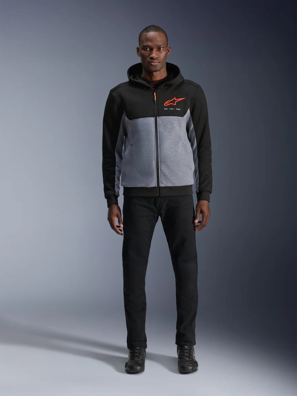 Alpinestars Chrome V2 Sport Hoodie | Black Gray Heather Red Fluo