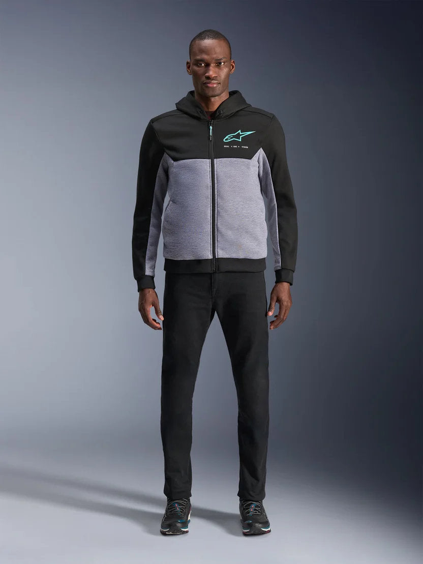 Alpinestars Chrome V2 Sport Hoodie | Black Gray Heather Turquoise