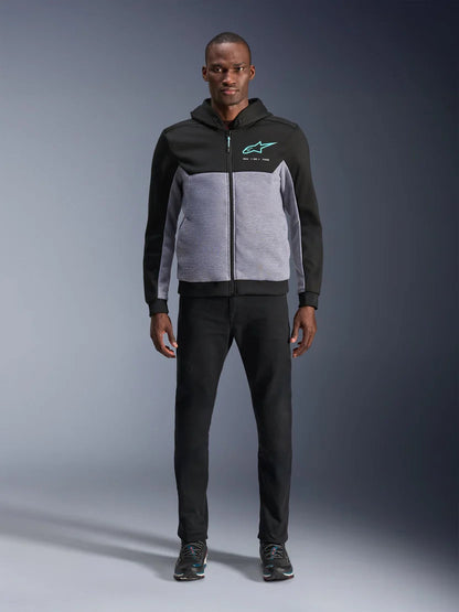 Alpinestars Chrome V2 Sport Hoodie | Black Gray Heather Turquoise