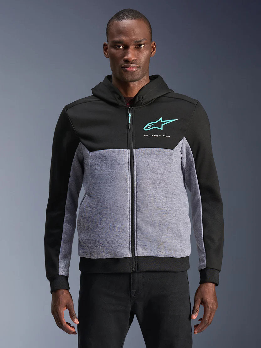 Alpinestars Chrome V2 Sport Hoodie | Black Gray Heather Turquoise