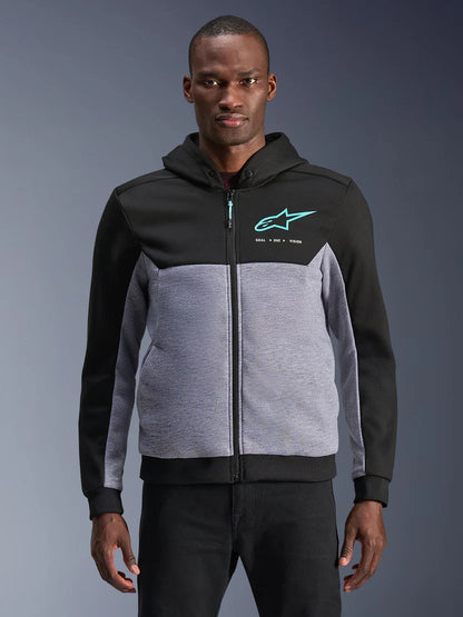 Alpinestars Chrome V2 Sport Hoodie | Black Gray Heather Turquoise