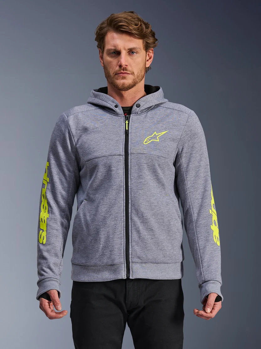 Alpinestars Chrome V2 Sport Hoodie | Gray Heather Fluo Yellow