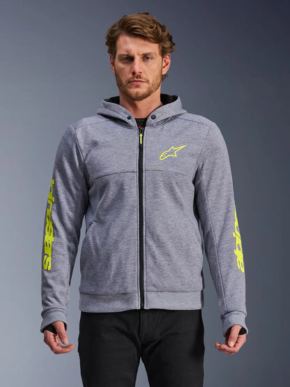 Alpinestars Chrome V2 Sport Hoodie | Gray Heather Fluo Yellow