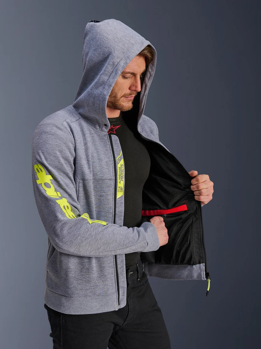 Alpinestars Chrome V2 Sport Hoodie | Gray Heather Fluo Yellow