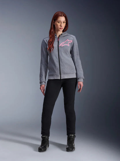 Alpinestars Stella Chrome V2 Sport Hoodie | Gray Heather Pink Fluo