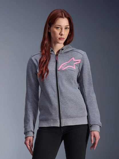Alpinestars Stella Chrome V2 Sport Hoodie | Gray Heather Pink Fluo