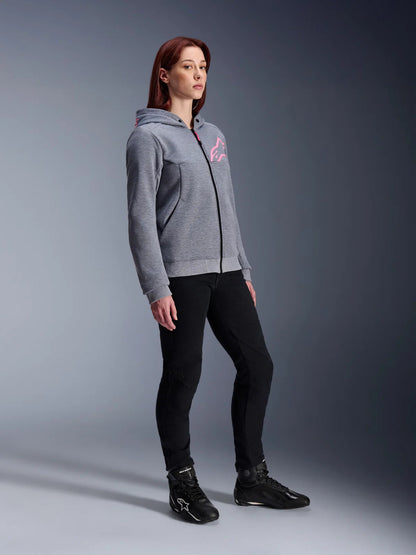 Alpinestars Stella Chrome V2 Sport Hoodie | Gray Heather Pink Fluo