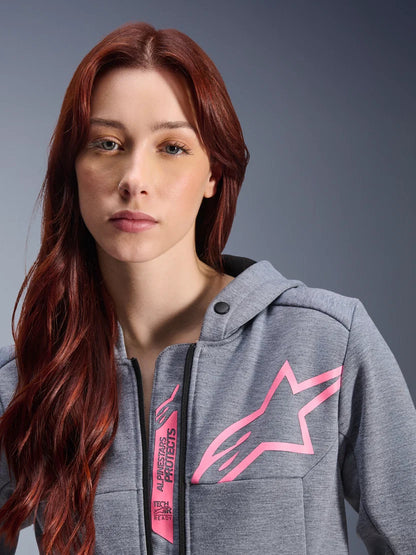 Alpinestars Stella Chrome V2 Sport Hoodie | Gray Heather Pink Fluo