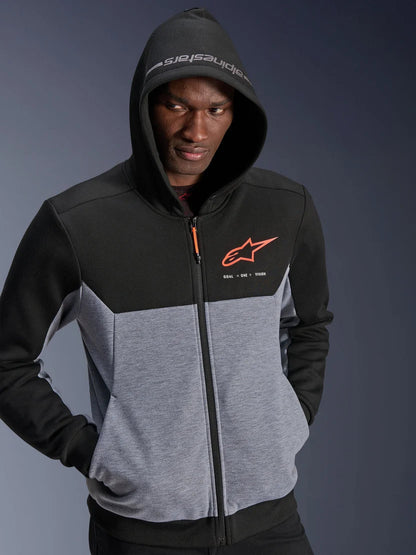 Alpinestars Chrome V2 Sport Hoodie | Black Gray Heather Red Fluo