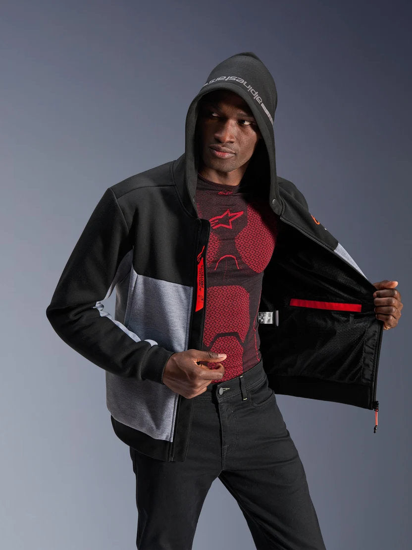 Alpinestars Chrome V2 Sport Hoodie | Black Gray Heather Red Fluo