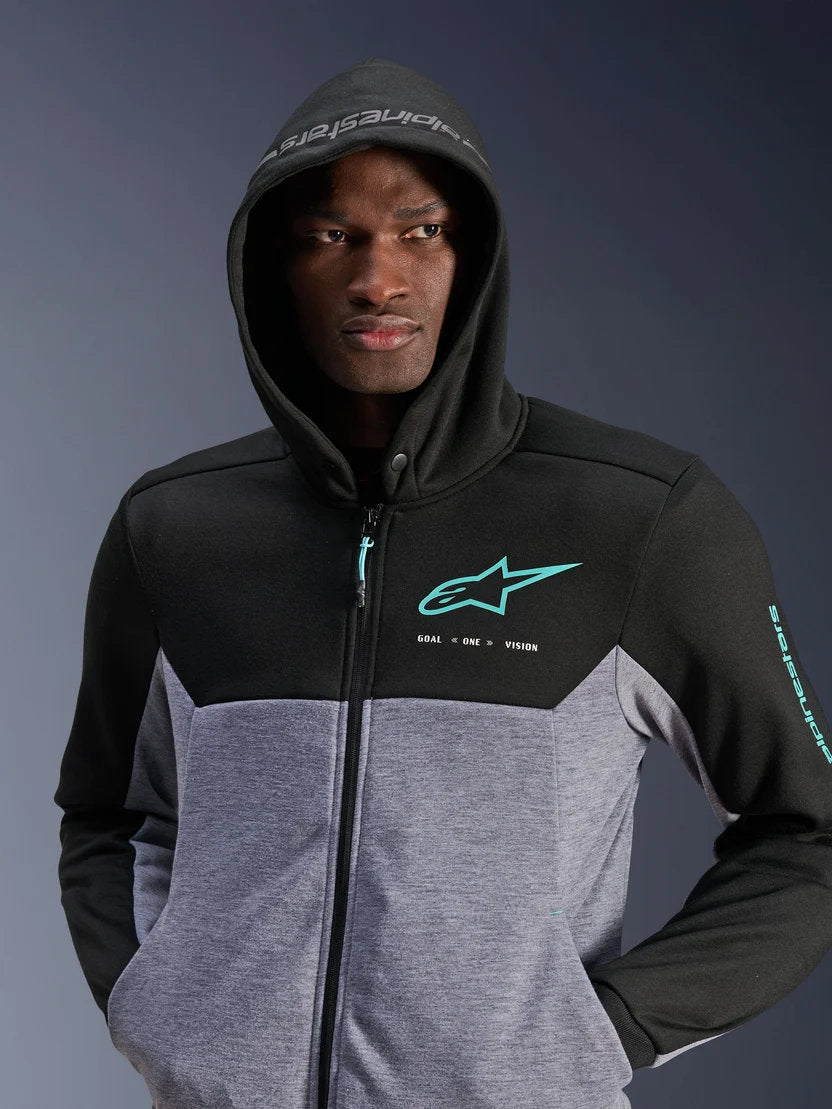 Alpinestars Chrome V2 Sport Hoodie | Black Gray Heather Turquoise