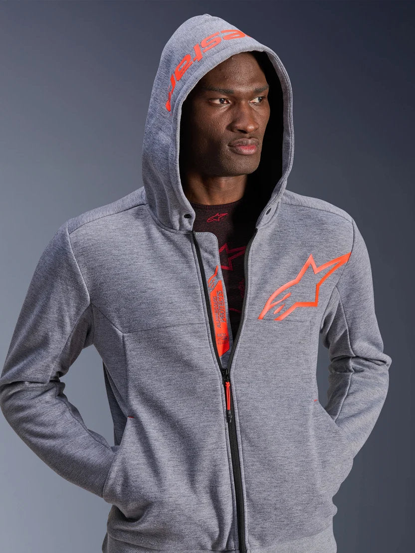 Alpinestars Chrome V2 Sport Hoodie | Gray Heather Red Fluo
