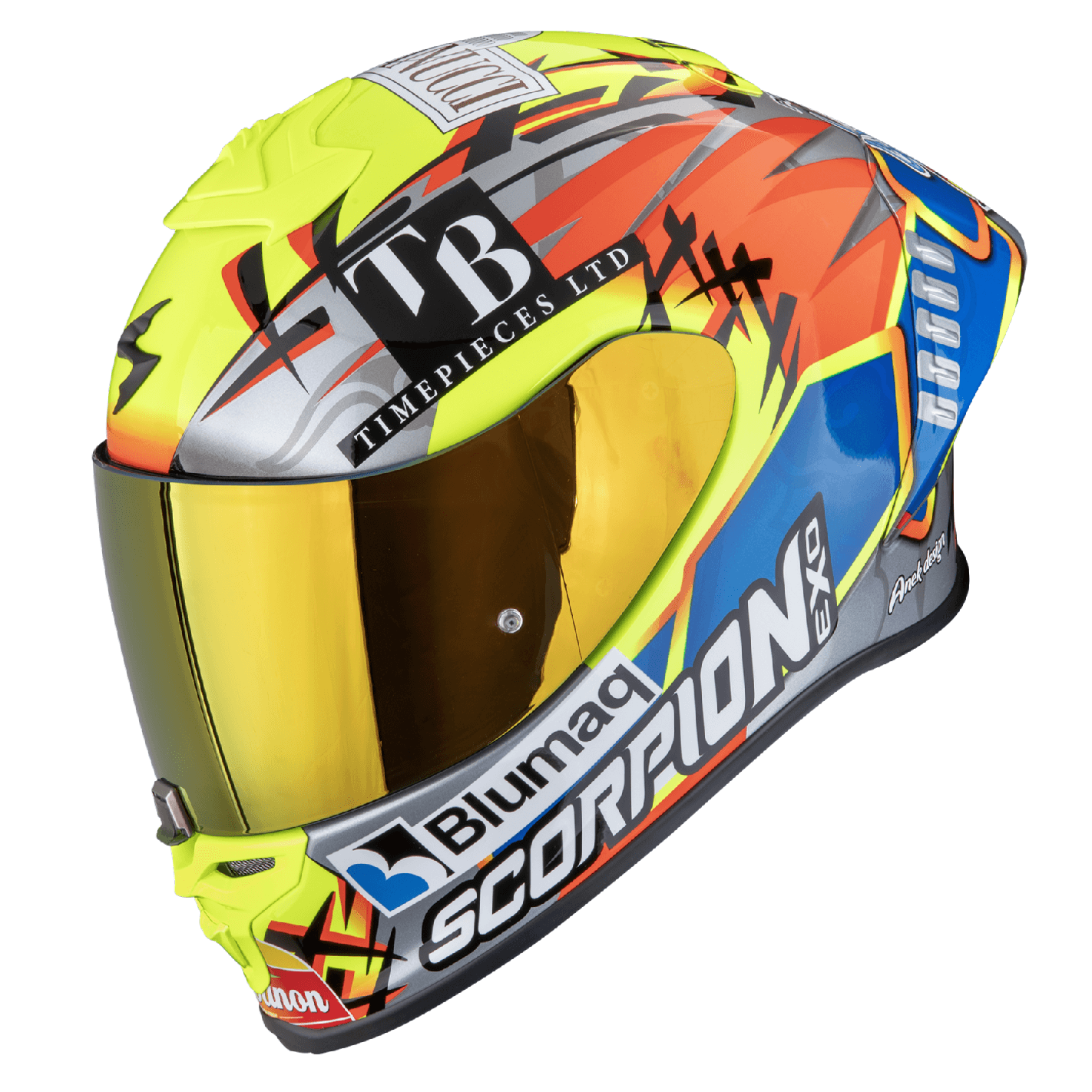 Scorpion EXO-R1 EVO II AIR ARON MISANO Silber-Neongelb-Blau