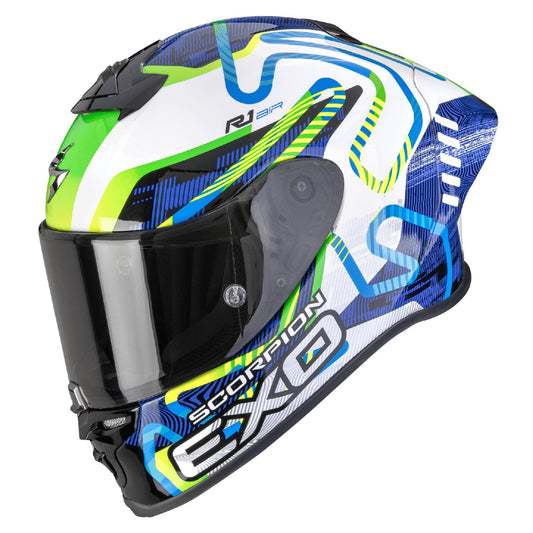 Scorpion EXO-R1 EVO II AIR CORNERING Weiß-Blau-Grün
