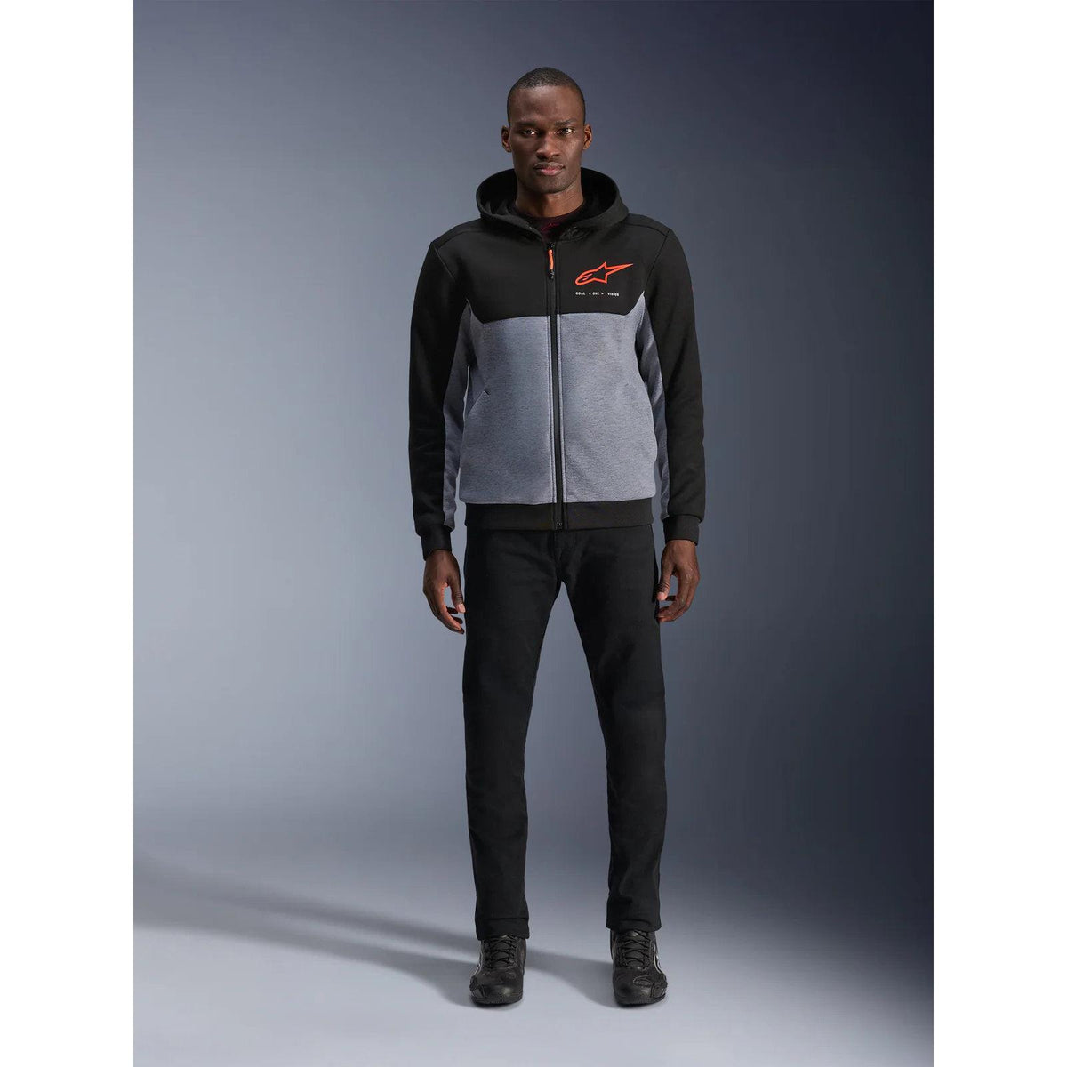 Alpinestars Chrome V2 Sport Hoodie | Black Gray Heather Red Fluo