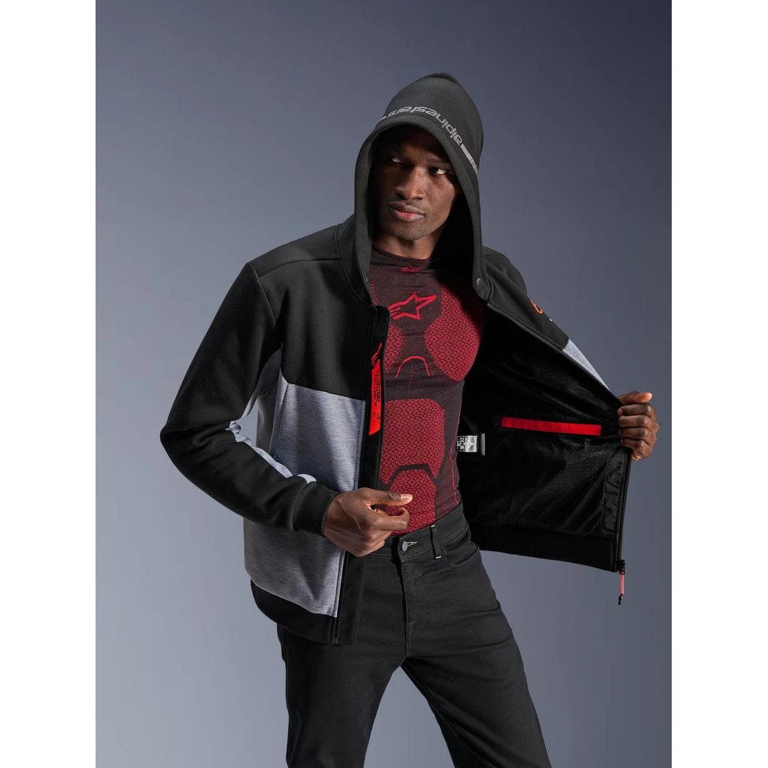 Alpinestars Chrome V2 Sport Hoodie | Black Gray Heather Red Fluo