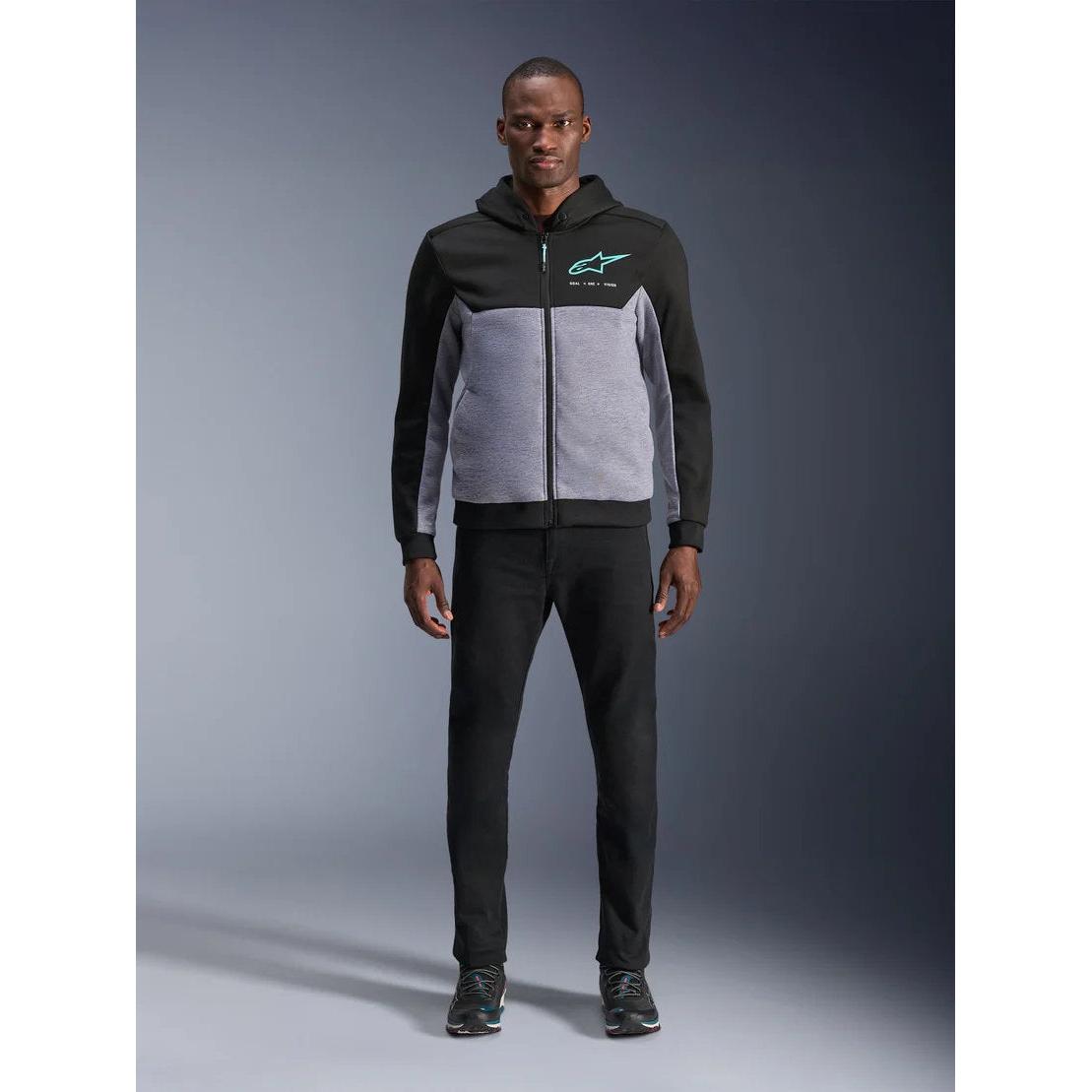 Alpinestars Chrome V2 Sport Hoodie | Black Gray Heather Turquoise