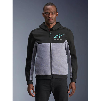 Alpinestars Chrome V2 Sport Hoodie | Black Gray Heather Turquoise