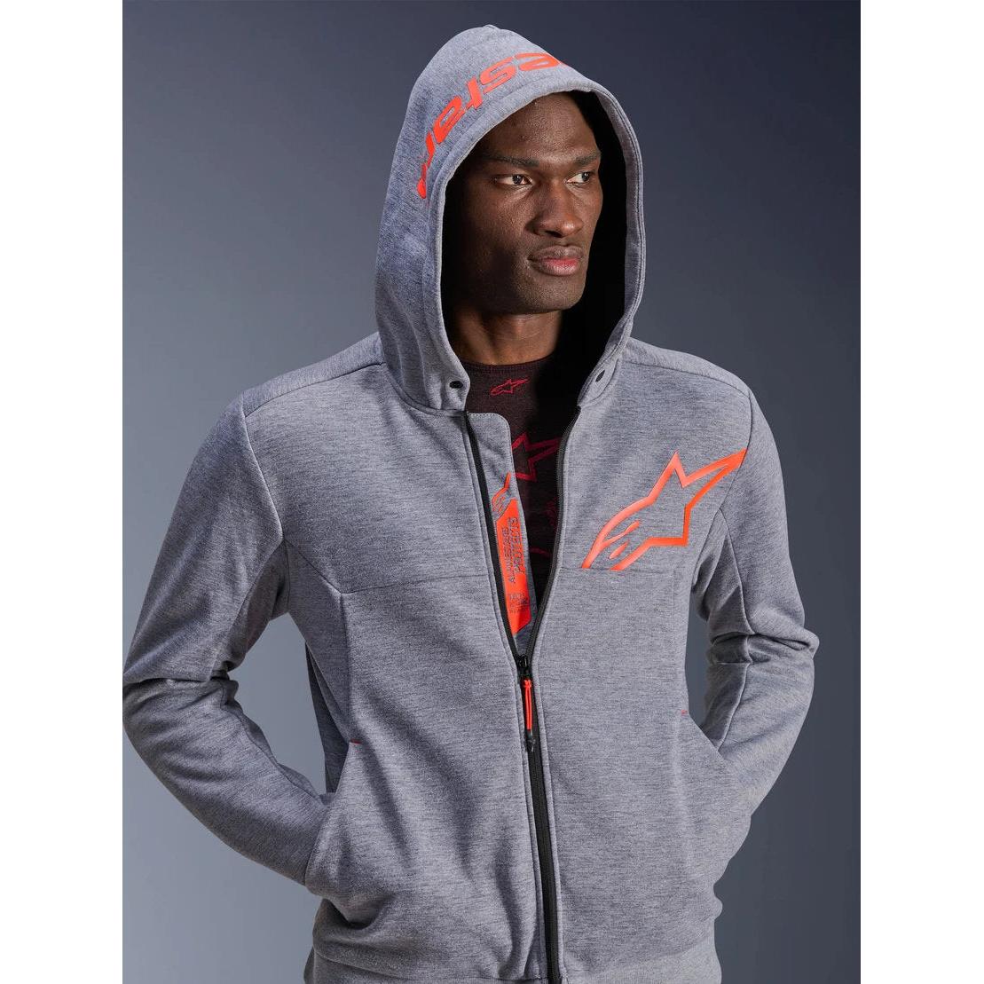 Alpinestars Chrome V2 Sport Hoodie | Gray Heather Red Fluo