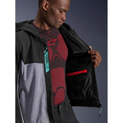 Alpinestars Chrome V2 Sport Hoodie | Black Gray Heather Turquoise