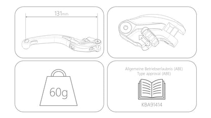 Clutch lever Clubsport short &amp; foldable MG Biketec for KTM 1390 Superduke MY2024-