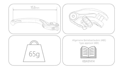 Bremshebel Clubsport lang & klappbar MG Biketec für KTM 1290 Superduke MY2014-2023