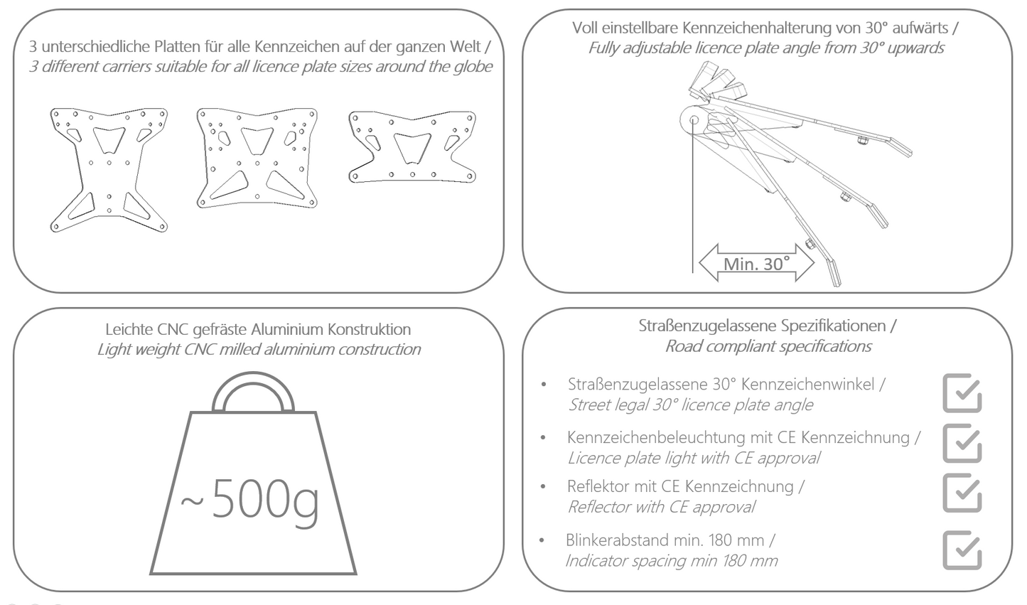 Kurzer Kennzeichenhalter MG Biketec für KTM 1290 Superduke MY2020-2023