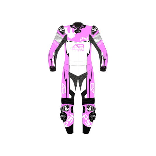 PSI BETA Zweiteiler Lederkombi - customized - pink-weiß-schwarz