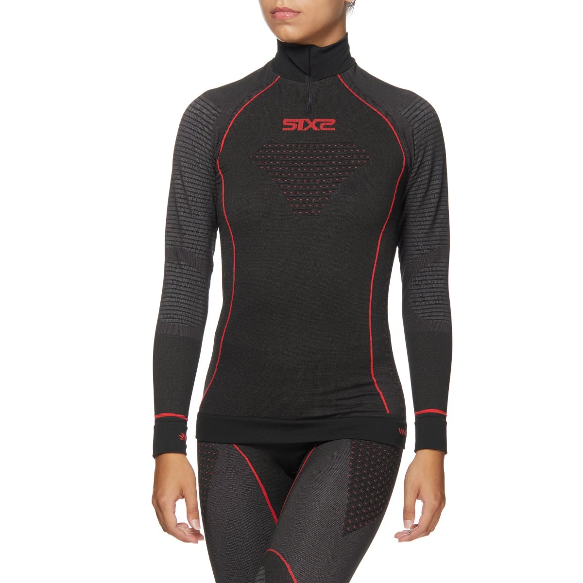 SIXS TS13W CU | Thermo-Langarmshirt mit Stehkragen und Reißverschluss