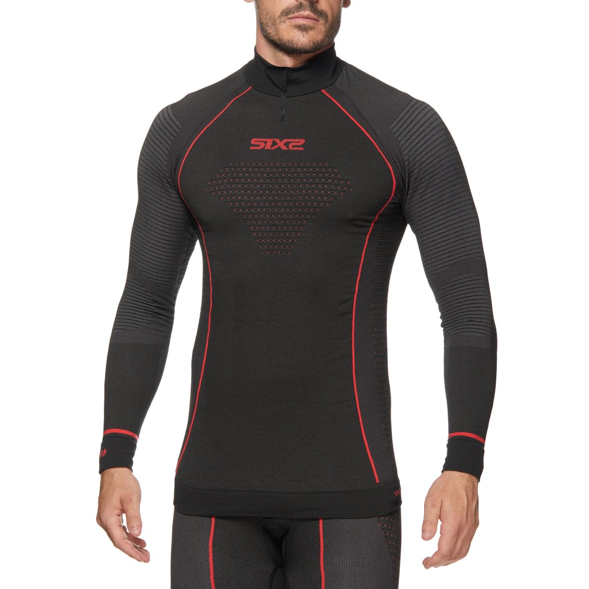 SIXS TS13W CU | Thermo-Langarmshirt mit Stehkragen und Reißverschluss