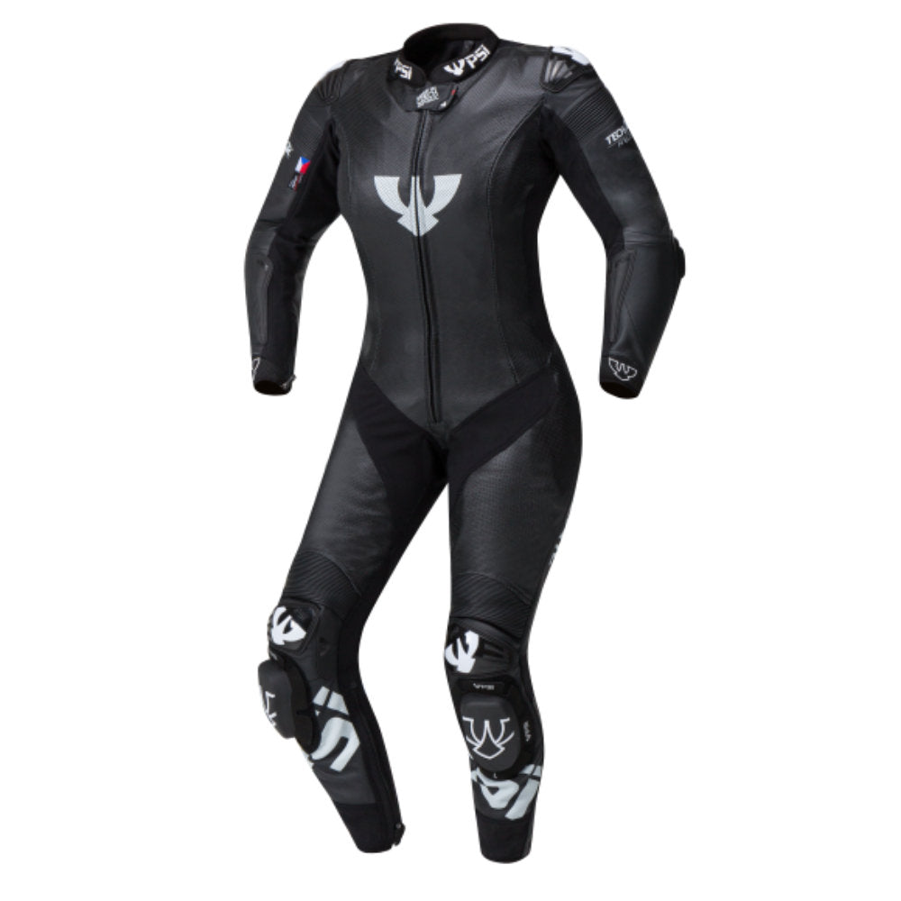 PSI ALPHA Einteiler Lederkombi Damen Schwarz-weiss