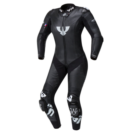 PSI ALPHA Einteiler Lederkombi Damen Schwarz-weiss