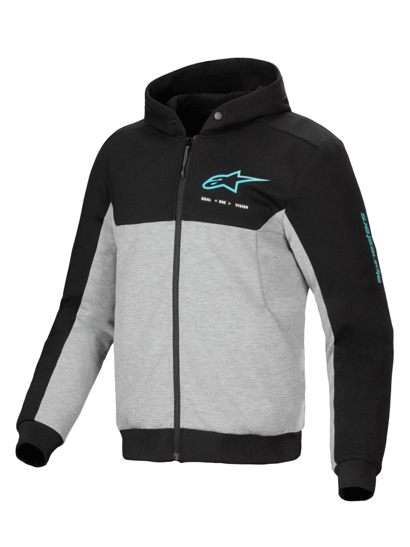 Alpinestars Chrome V2 Sport Hoodie | Black Gray Heather Turquoise