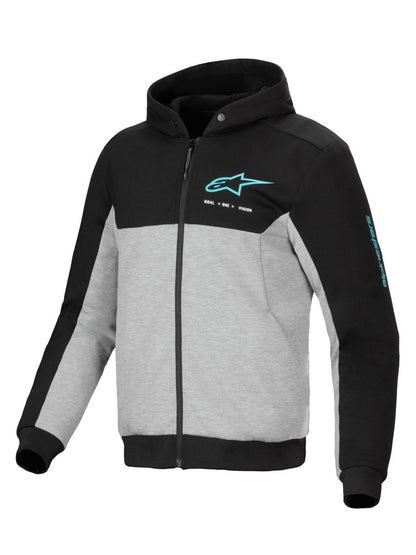 Alpinestars Chrome V2 Sport Hoodie | Black Gray Heather Turquoise