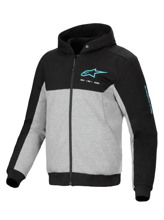 Alpinestars Chrome V2 Sport Hoodie | Black Gray Heather Turquoise