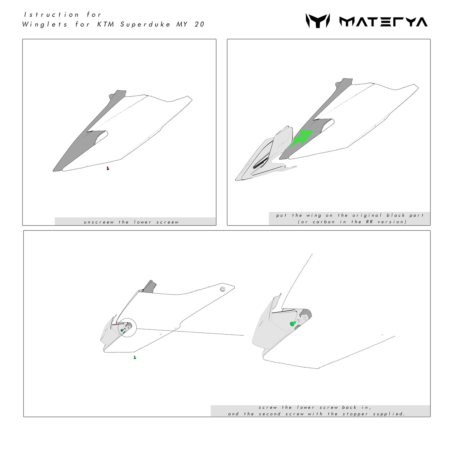 Winglets für KTM 1290 Superduke MY2020-2023 - carbon matt