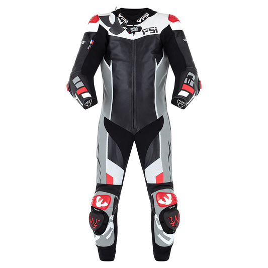 PSI BETA Einteiler Lederkombi Herren Schwarz-grau-weiss-rot