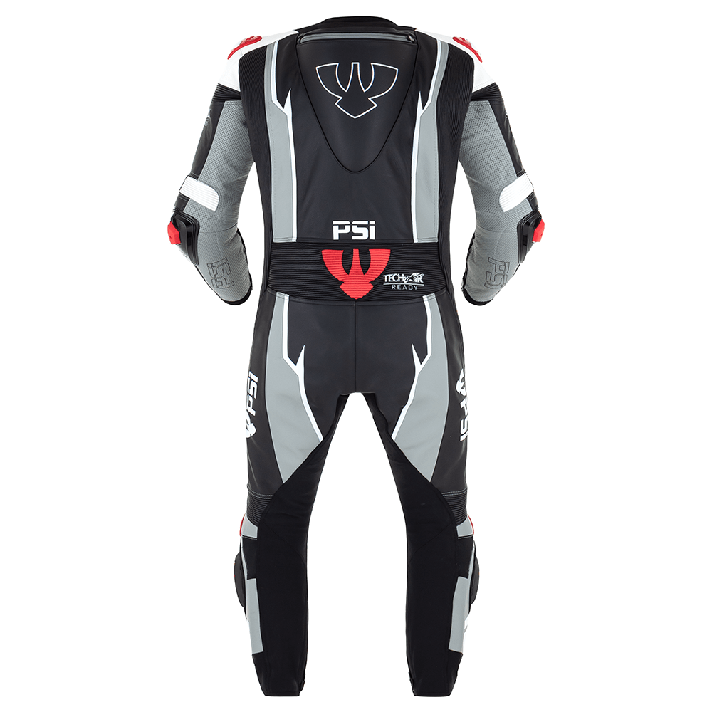 PSI BETA Einteiler Lederkombi Herren Schwarz-grau-weiss-rot