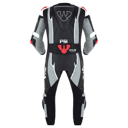 PSI BETA Einteiler Lederkombi Herren Schwarz-grau-weiss-rot
