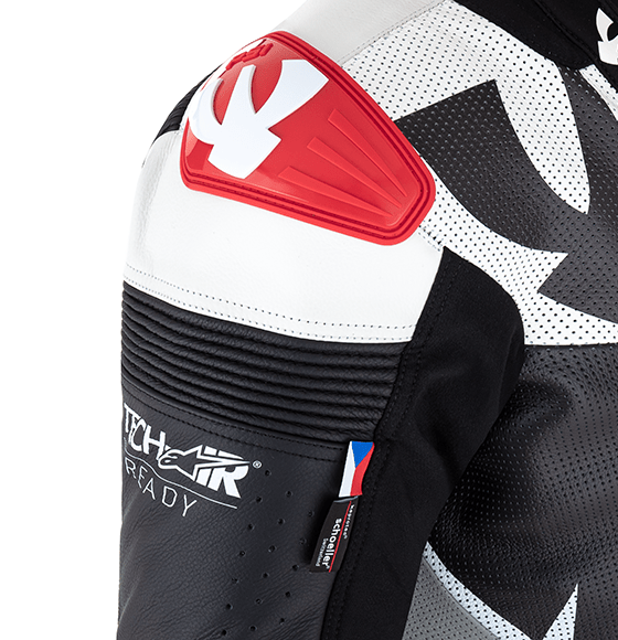 PSI BETA Einteiler Lederkombi Herren Schwarz-grau-weiss-rot