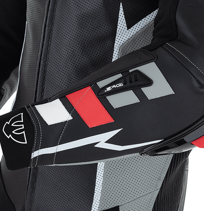 PSI BETA Einteiler Lederkombi Herren Schwarz-grau-weiss-rot