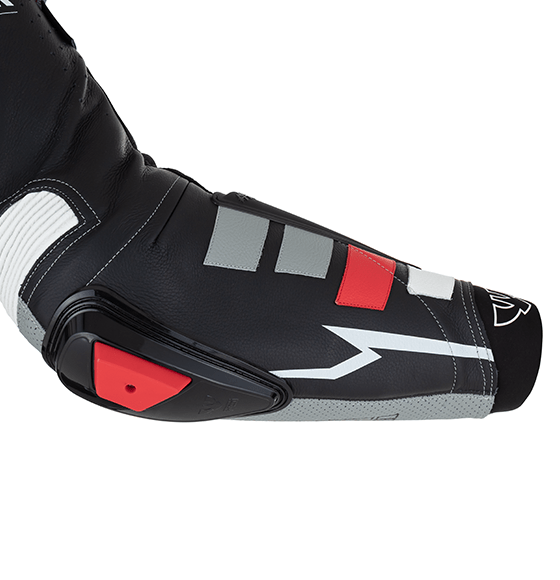 PSI BETA Einteiler Lederkombi Herren Schwarz-grau-weiss-rot