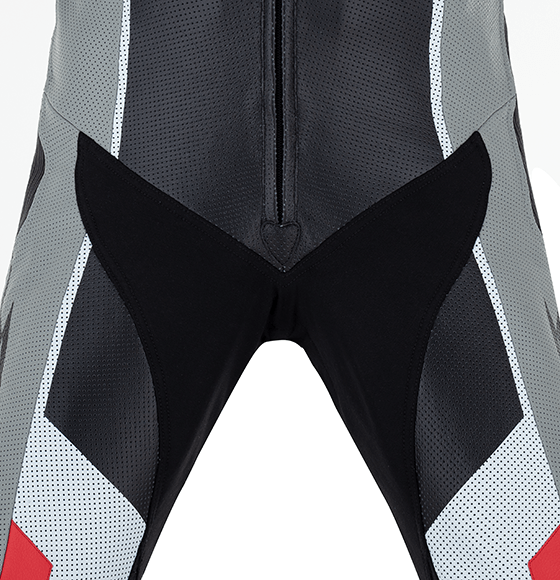 PSI BETA Einteiler Lederkombi Herren Schwarz-grau-weiss-rot