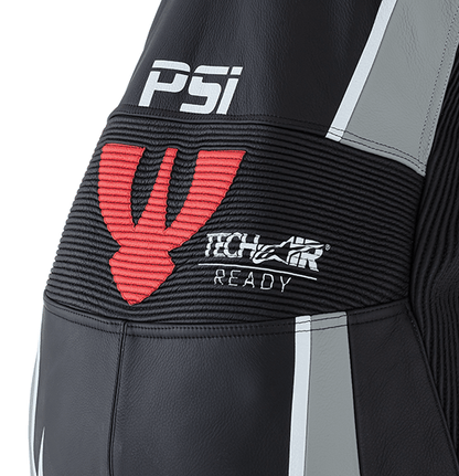 PSI BETA Einteiler Lederkombi Herren Schwarz-grau-weiss-rot