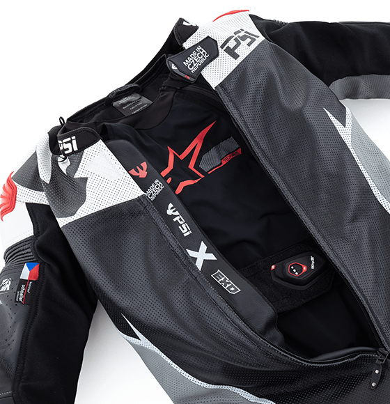 PSI BETA Einteiler Lederkombi Herren Schwarz-grau-weiss-rot