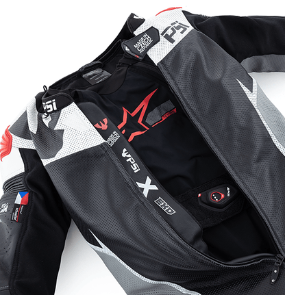 PSI BETA Einteiler Lederkombi Herren Schwarz-grau-weiss-rot