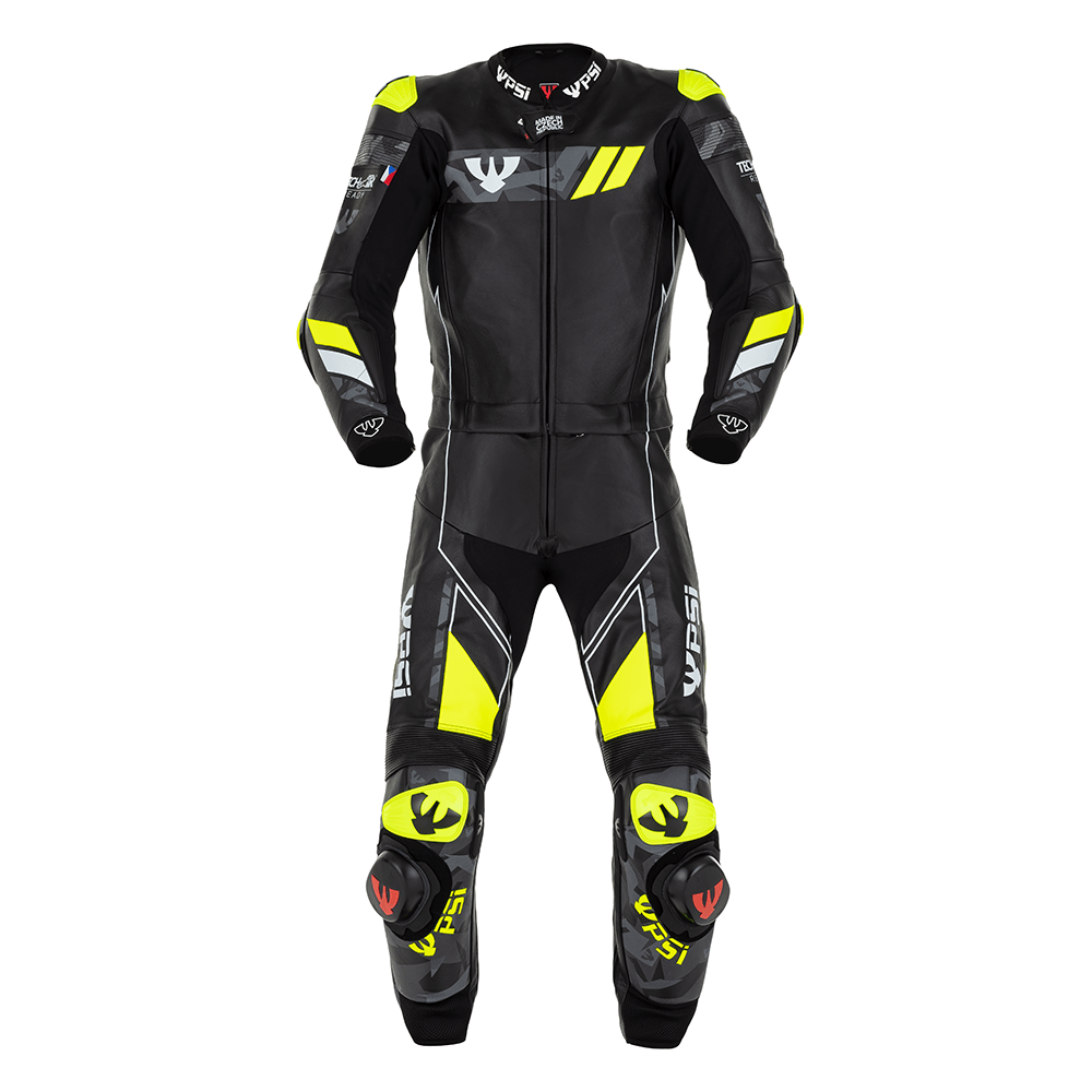 PSI DELTA Zweiteiler Lederkombi Herren Schwarz-gelb-weiss